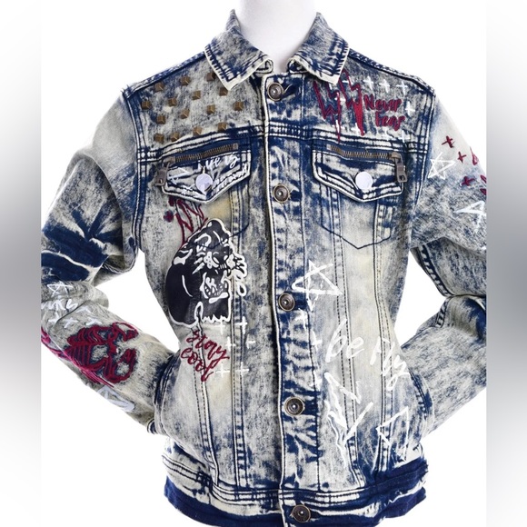 BOYS’ VINTAGE GRAPHIC BIKER JACKET - Picture 1 of 5